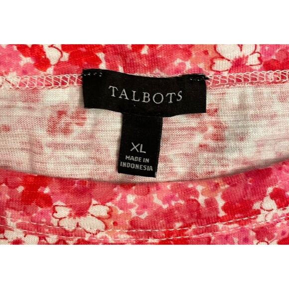 Talbot Pink Floral Short Sleeve T-Shirt Size XL Cotton/Modal Bright Colorful - Picture 3 of 5